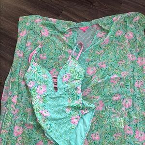 Lilly Pulitzer swim suit and cover size 8. Both for 130